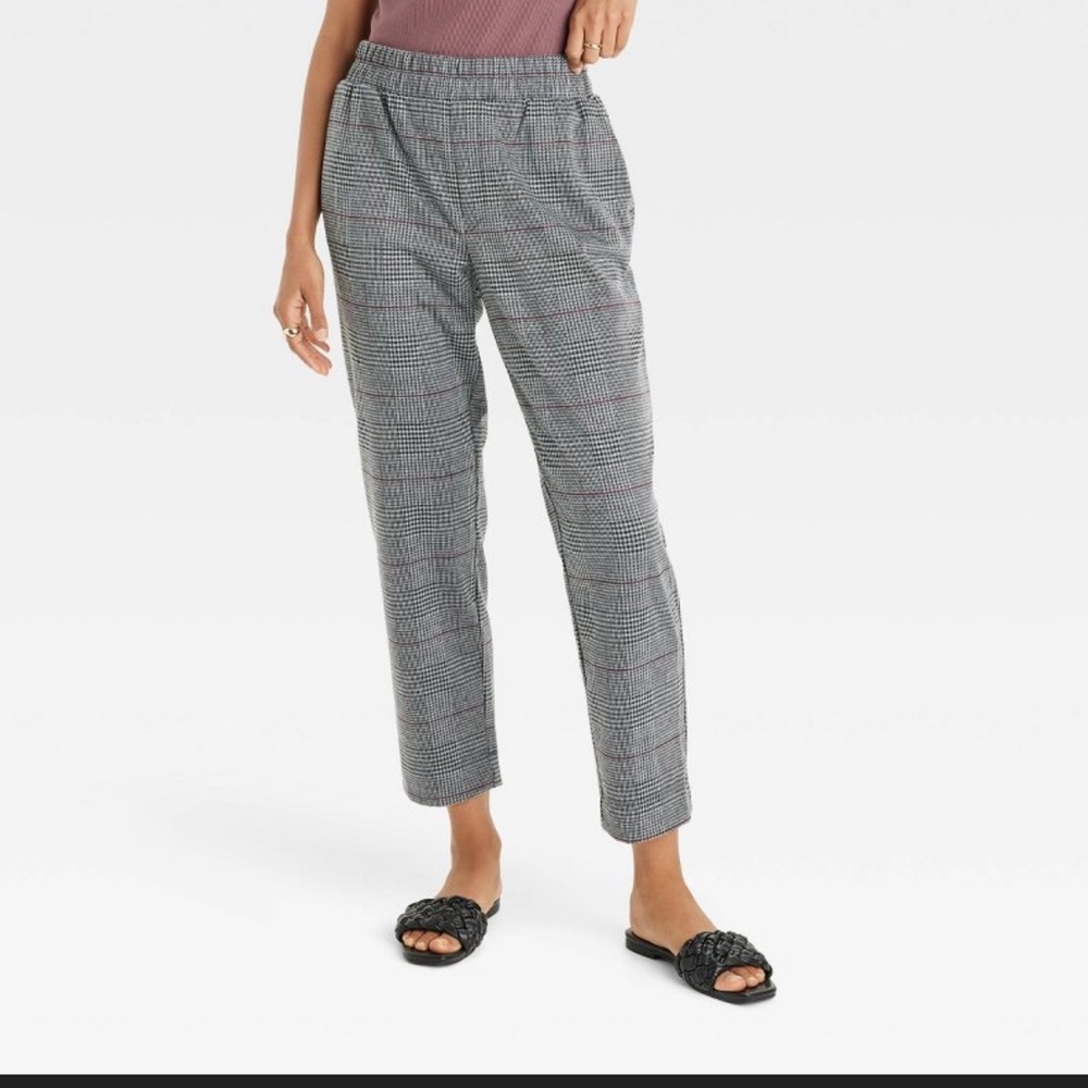 High rise slim straight fit ankle pull on pants